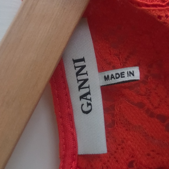 Ganni Bright Red Lace Top - Picture 2 of 3